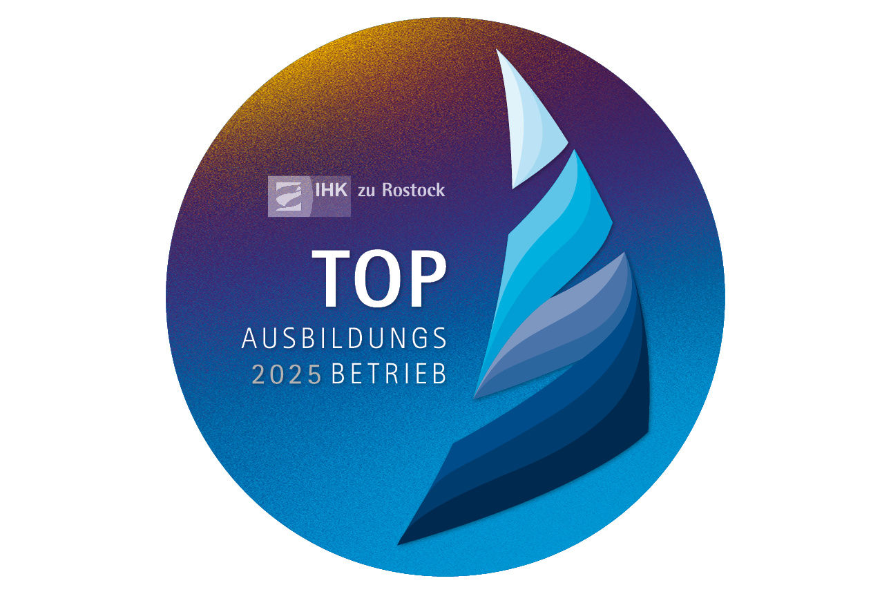 Siegel vom TOP Ausbildungsbetrieb 2025 der IHK zu Rostock