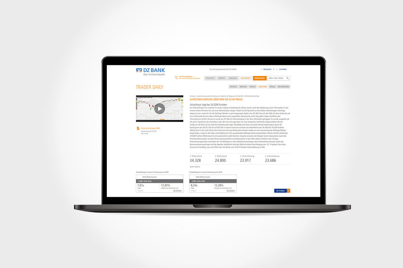 Ansicht der Website Trader Daily