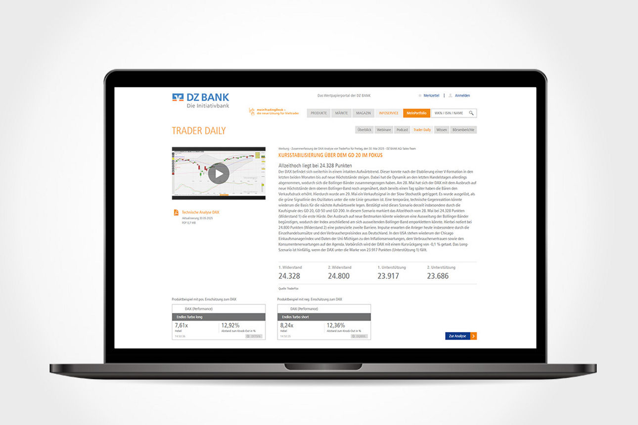 Ansicht der Website Trader Daily