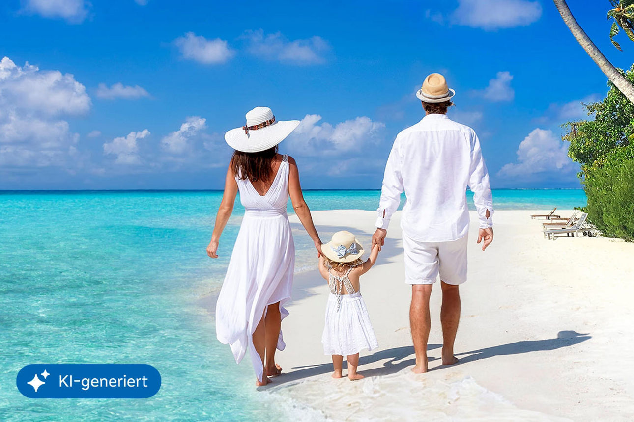 Familie am Strand (KI-generiert)