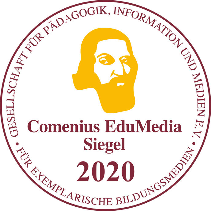 Comenius-Edu-Media-Preissiegel für das Jahr 2020, mit dem herausragende Leistungen im Bereich Bildungsmedien gewürdigt werden