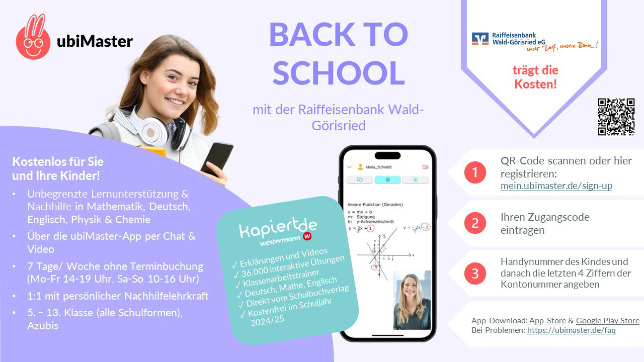 Bild ubiMaster Informationen back to school, kostenlos für Sie und Ihre Kinder