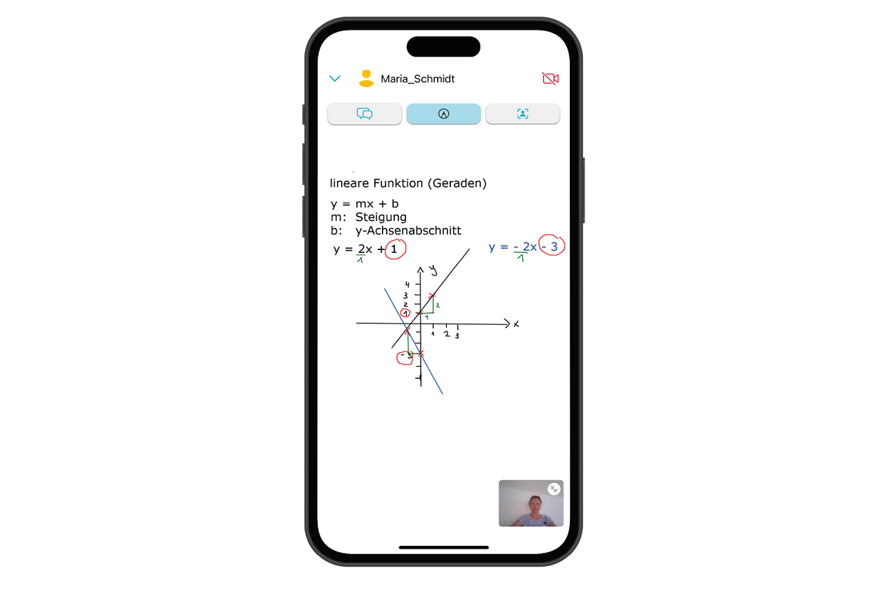 Darstellung eines Smartphones auf dem eine Matheaufgabe dargestellt wird