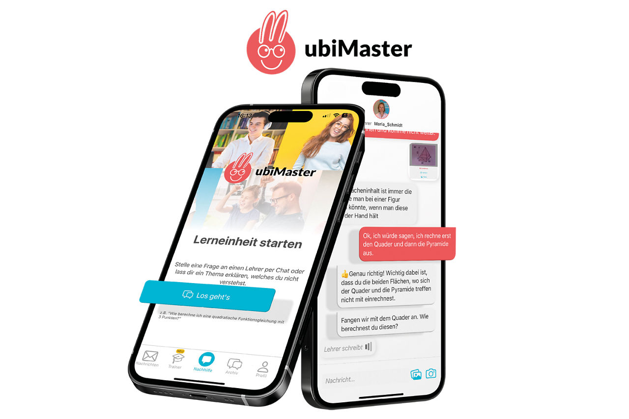 Darstellung von zwei Smartphones, auf denen jeweils die ubiMaster App geöffnet ist