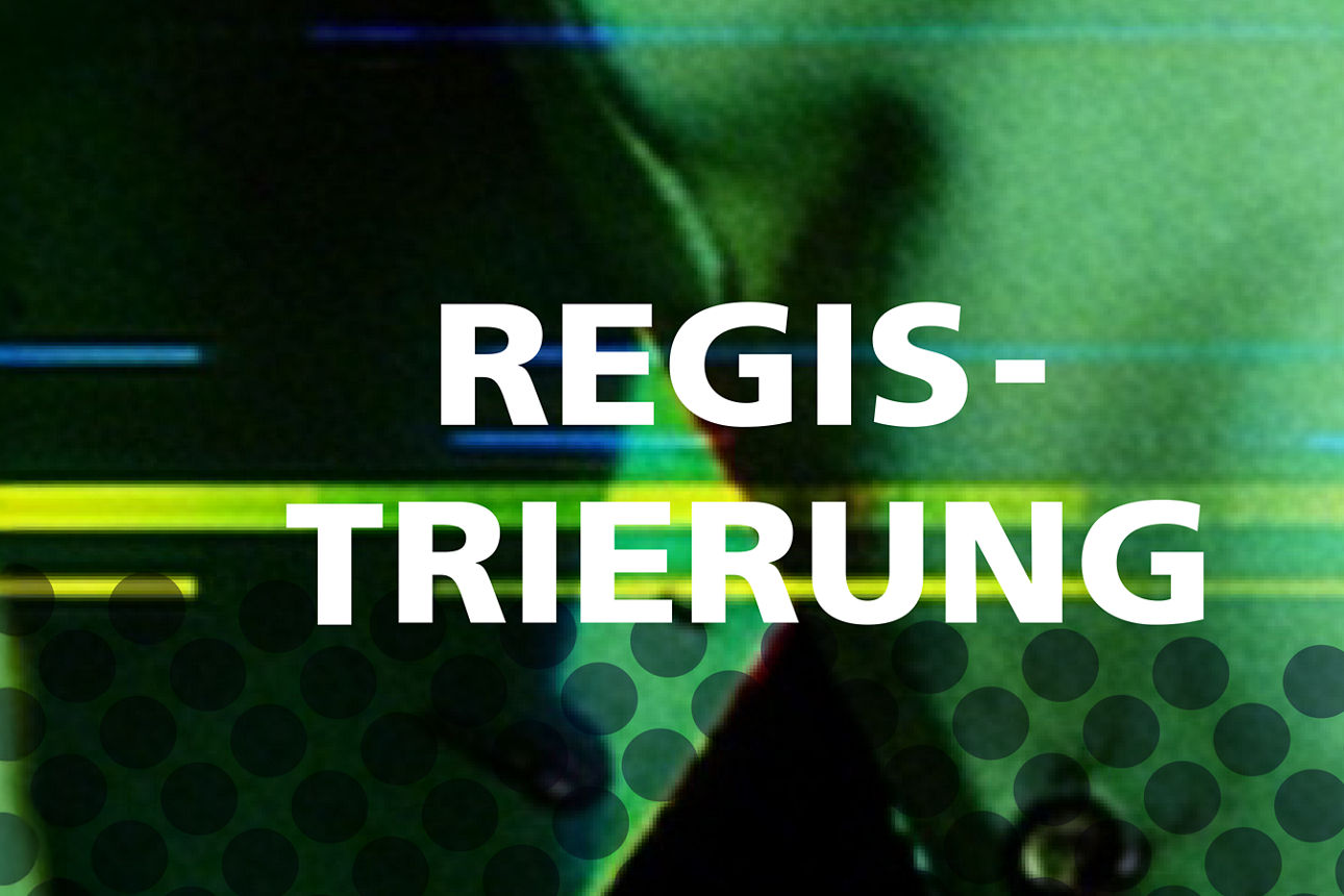 Wort Registrierung auf grünem Hintergrund