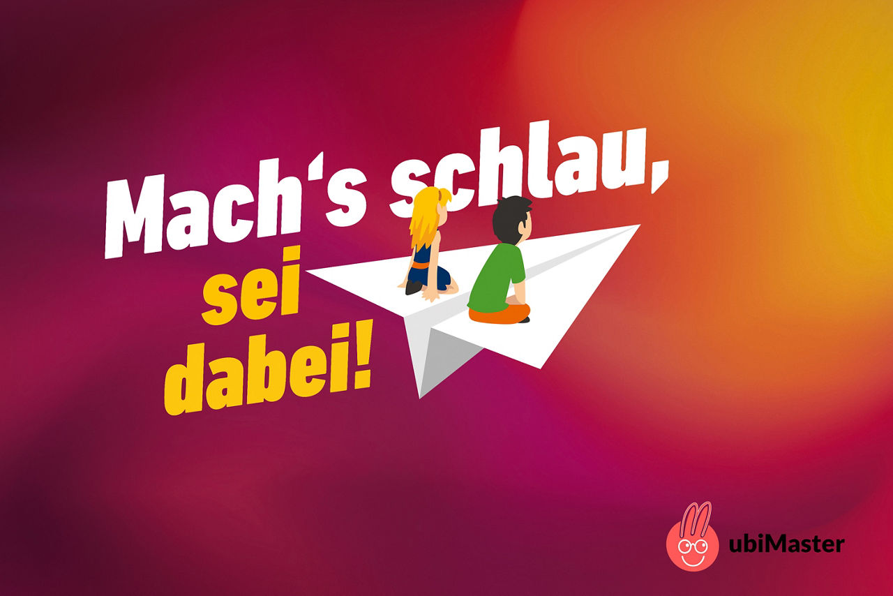 Text, der für kluge Entscheidungen wirbt, mit der Phrase „Sei klug, mach mit“.
