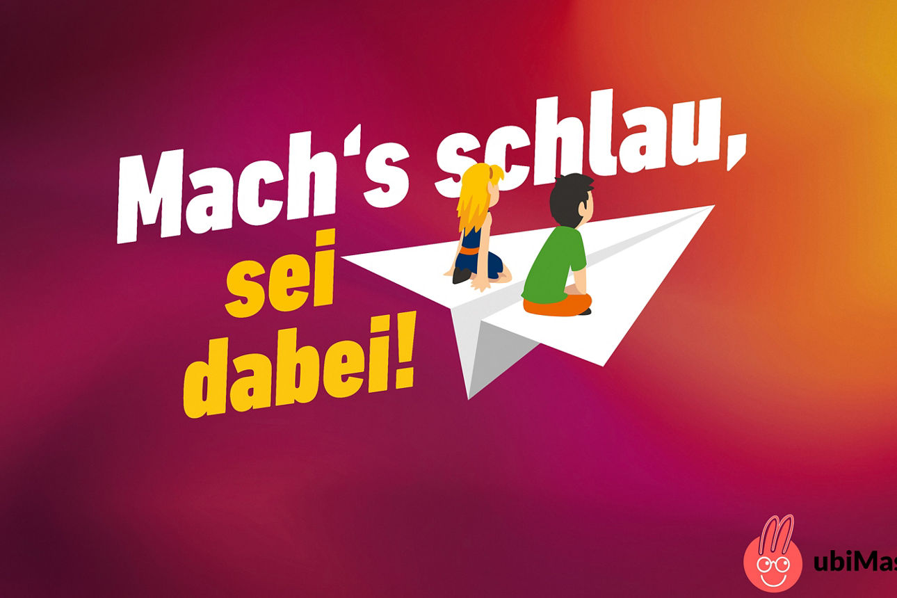 Text, der für kluge Entscheidungen wirbt, mit der Phrase „Sei klug, mach mit“.