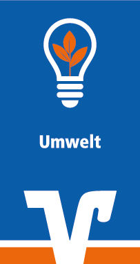 ESG Logo Umwelt Volksbank Logo mit Schriftzug Umwelt und Piktogramm