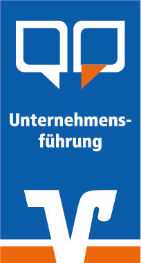 ESG Logo Unternehmensfühurng Volksbank Logo mit Schriftzug Unternehmensführung und Pktogramm