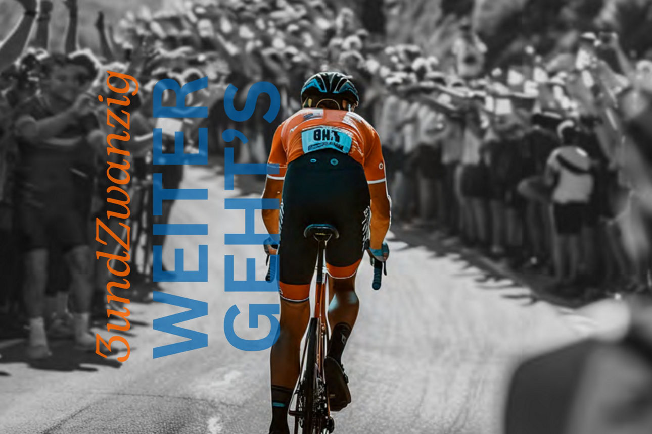Titelbild des Geschäftsberichts aus dem Jahr 2023, das einen Radfahrer von hinten zeigt