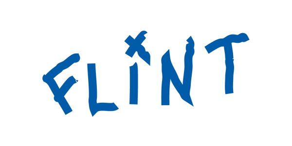 Unterschrift von Flint in großen Druckbuchstaben mit einem X über dem i
