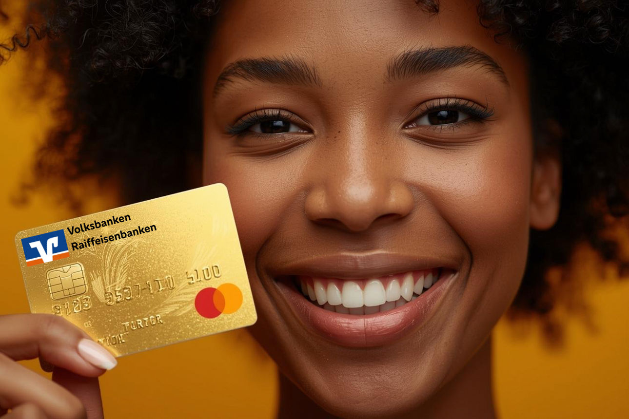 Frau hält goldene Kreditkarte