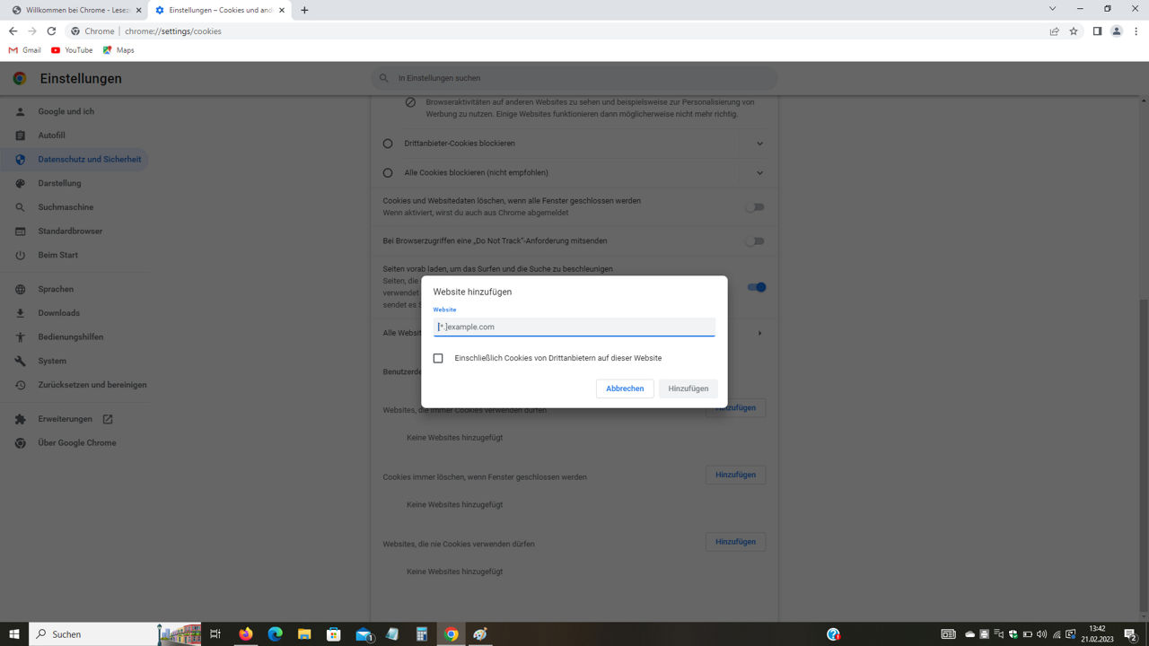 Screenshot Chrome Einstellungen