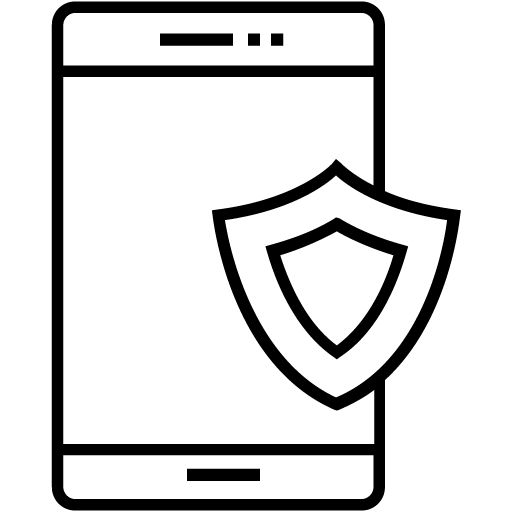 Symbolgrafik eines Smartphones mit einem Schutzschild, das den Schutz mobiler Geräte darstellt.