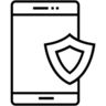 Symbolgrafik eines Smartphones mit einem Schutzschild, das den Schutz mobiler Geräte darstellt.
