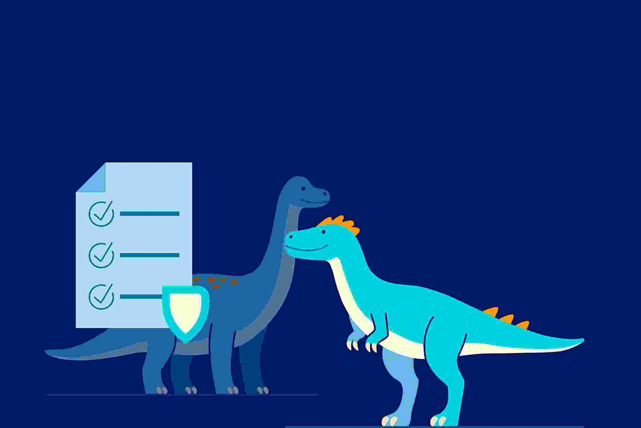 Zwei Dinos und eine Checkliste.