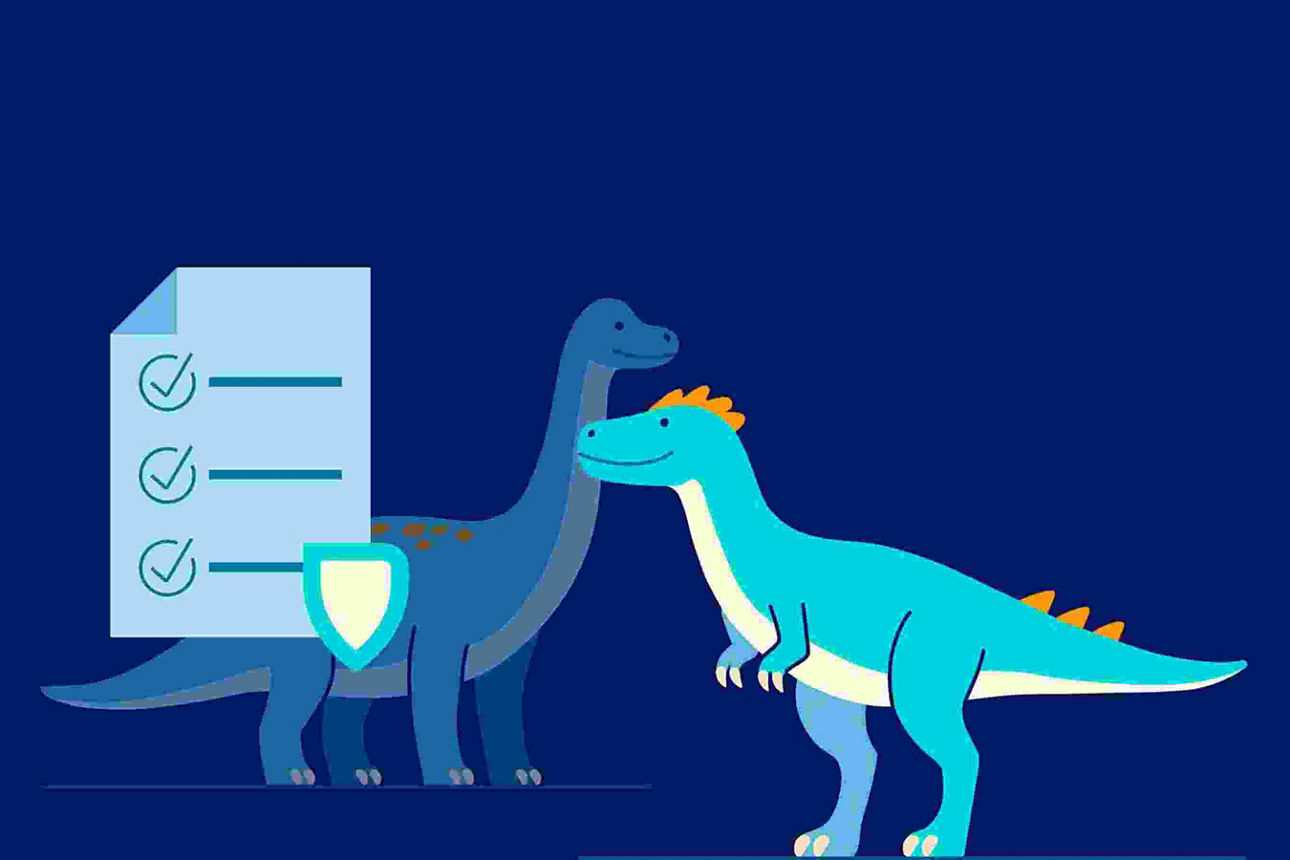Zwei Dinos und eine Checkliste.
