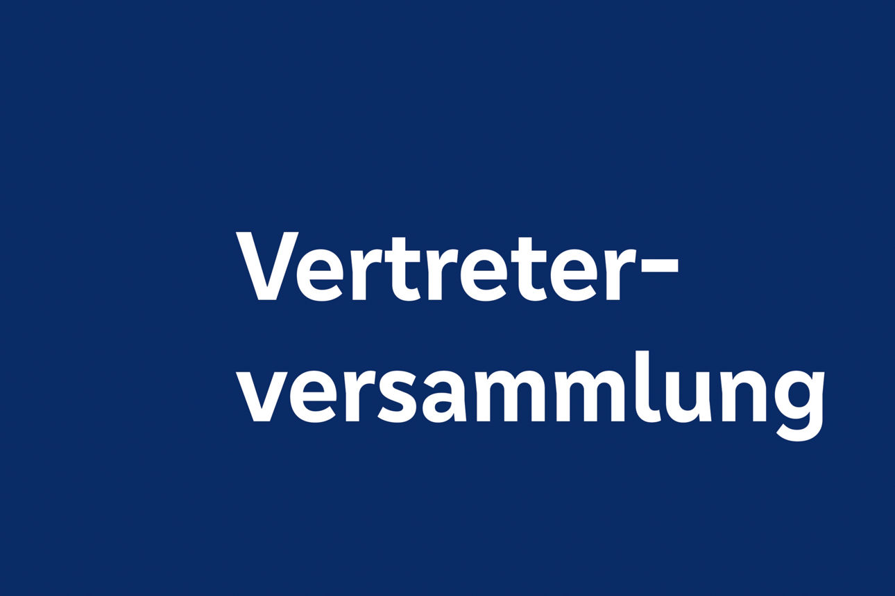 Blauer Banner mit Text Vertreterversammlung
