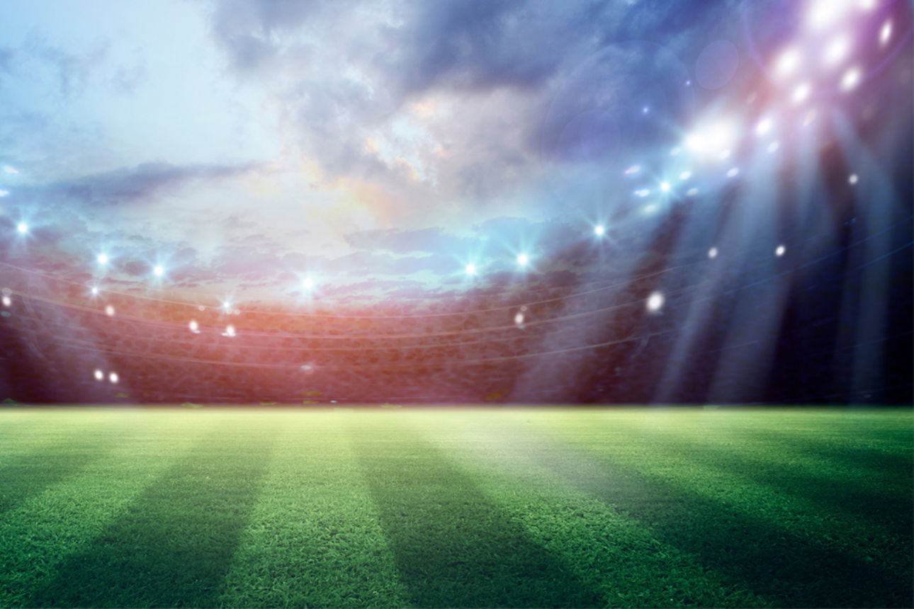 Fussballstadion Illustration Rasen und Tribüne