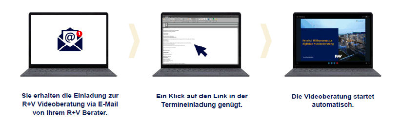 Drei zusammengestellte Laptops mit verschiedenen Logos und Marken.