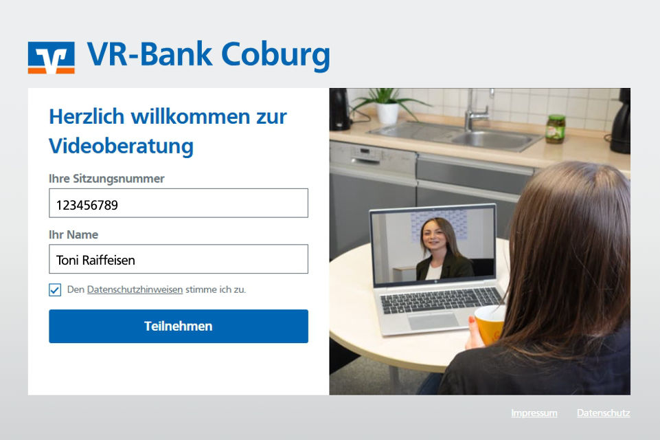 Screenshot der Loginmaske zur Videoberatung