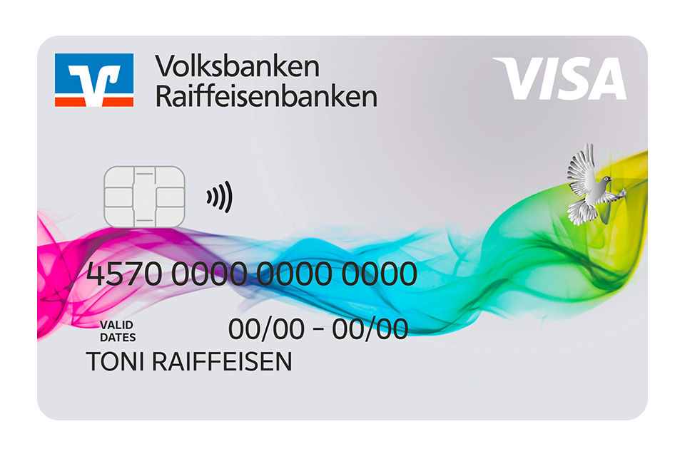 Kreditkartenabbildung Farbenspiel als Visa Karte