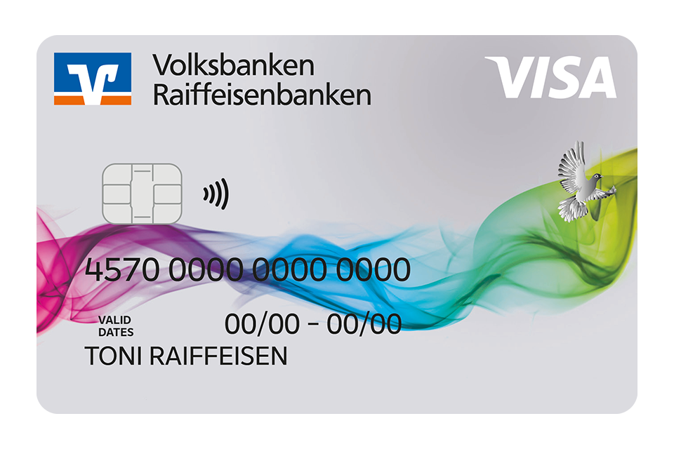 Kreditkartenabbildung Farbenspiel als Visa Karte