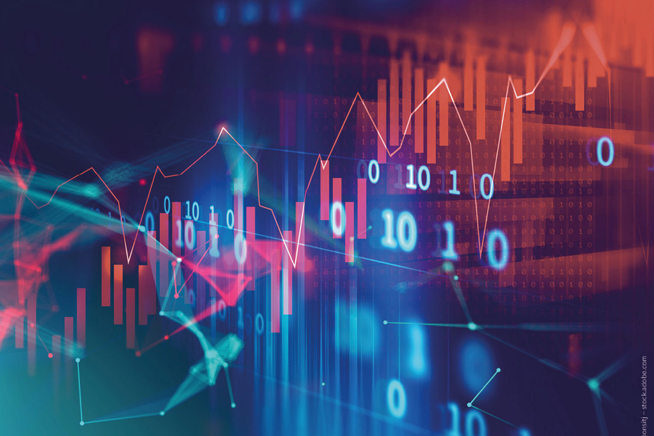 Aktienkurse bunte digitale Übersicht