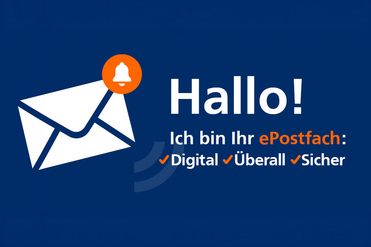 Schrift: Hallo! Ich bin Ihr ePostfach