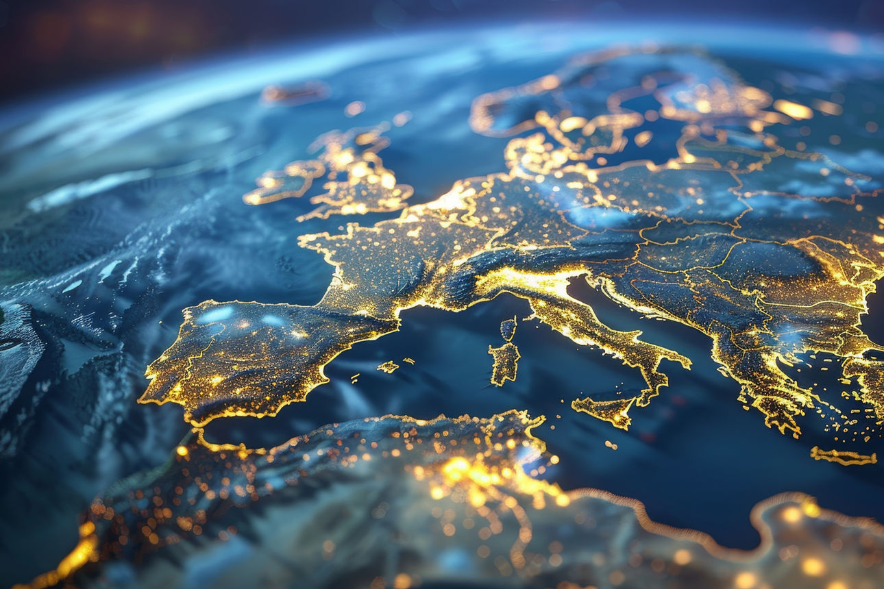 Ein Teil der Erde digitalisiert von oben dargestellt.