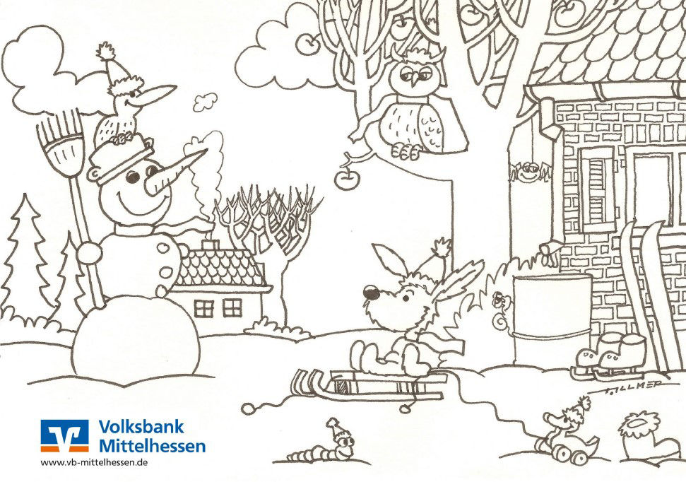 Oskar Ausmalbild - Winter