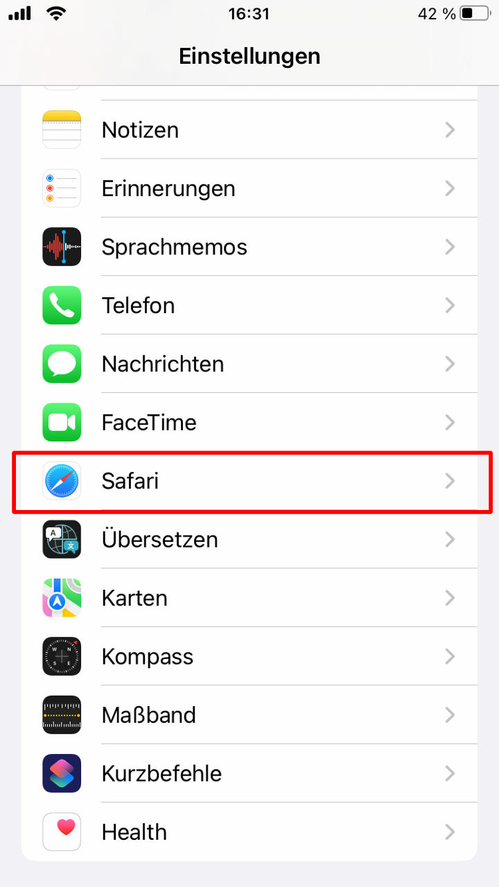 Screenshot Apple Einstellungen