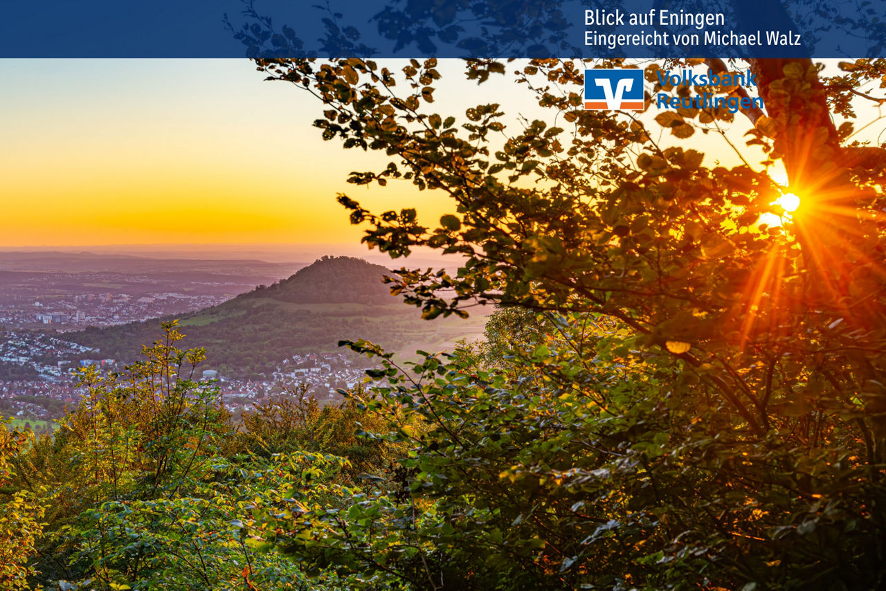 Goldene Stunde am Albtrauf mit Blick zur Achalm, Eningen