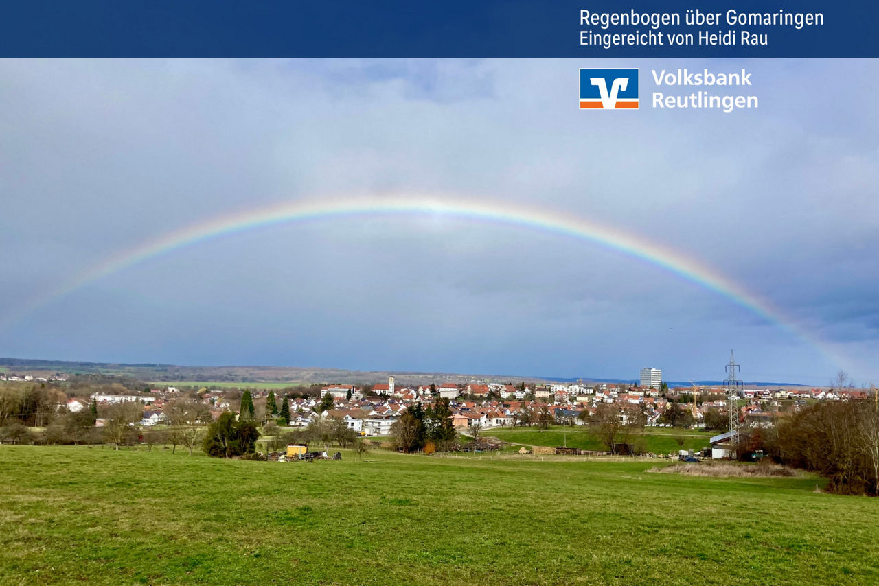 Frühlingsmorgen mit Regenbogen, Gomaringen