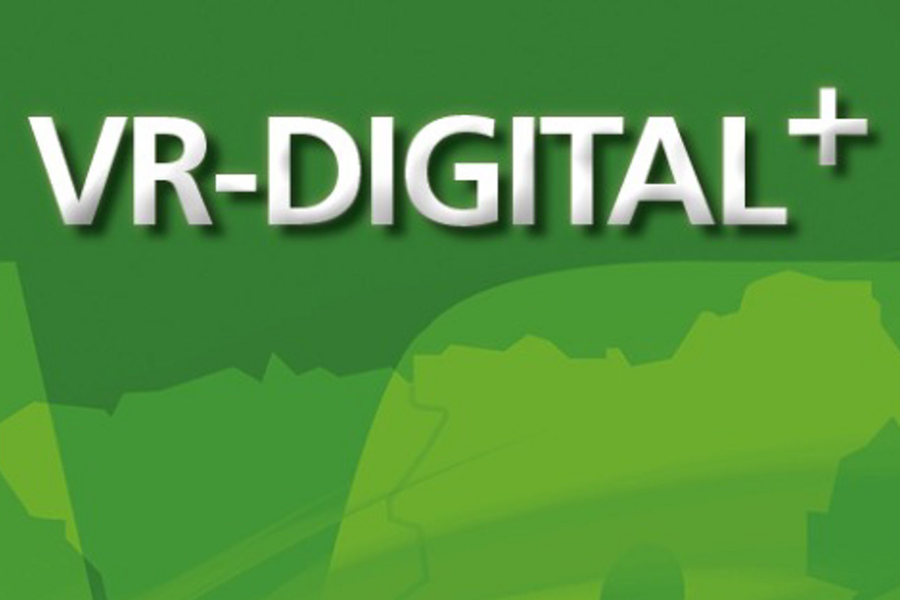 Grüner Banner mit der Aufschrift "VR-Digital+"