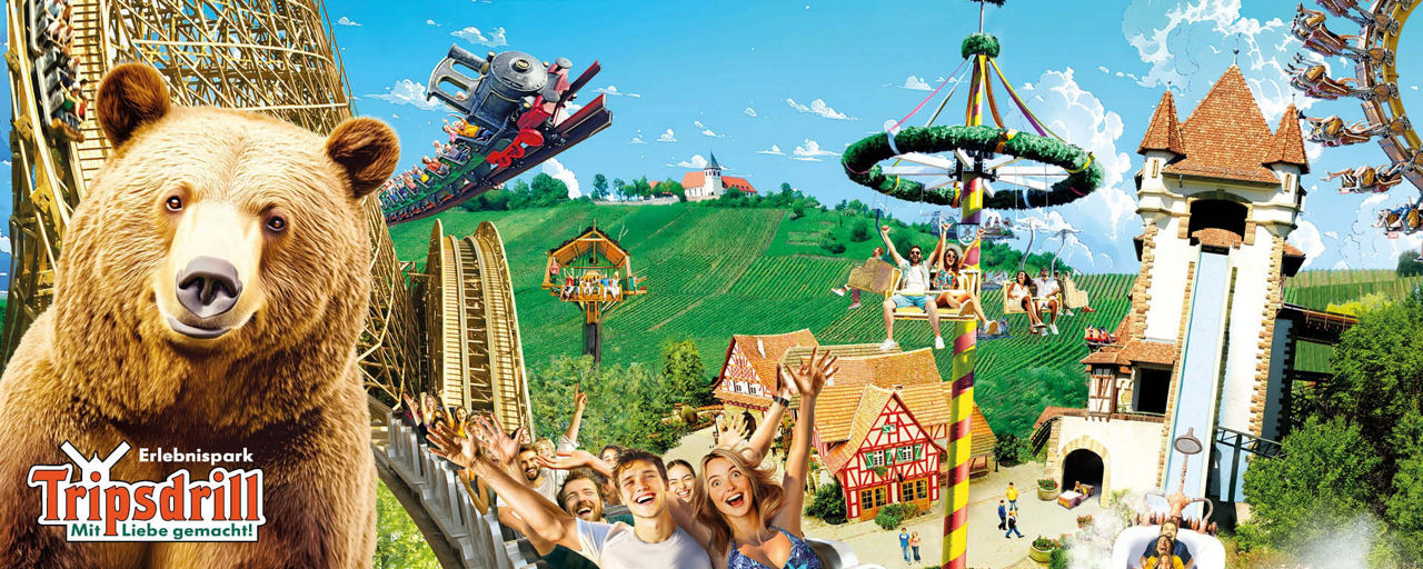 Bild zeigt Attraktionen im Erlebnispark Tripsdrill