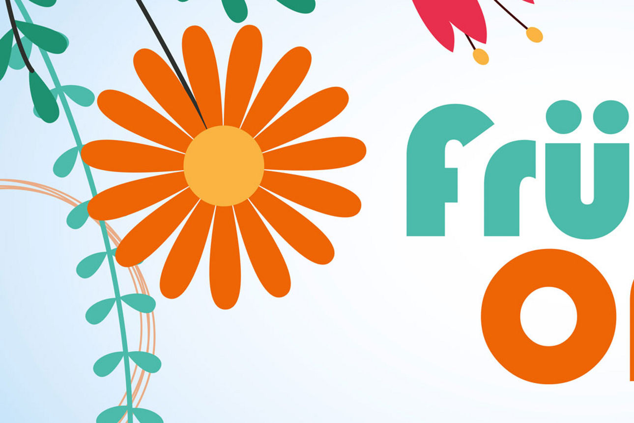 Grafik mit Blumen und dem Schriftzug „Frühlings-Offerte“.
