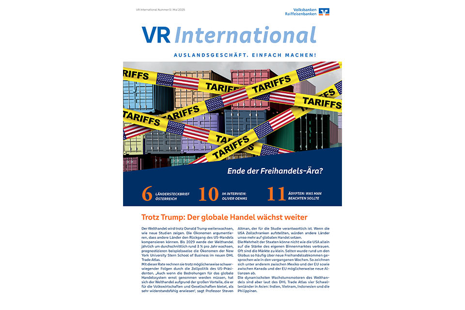 Aktuelles Titelblatt des Fachmagazins VR International