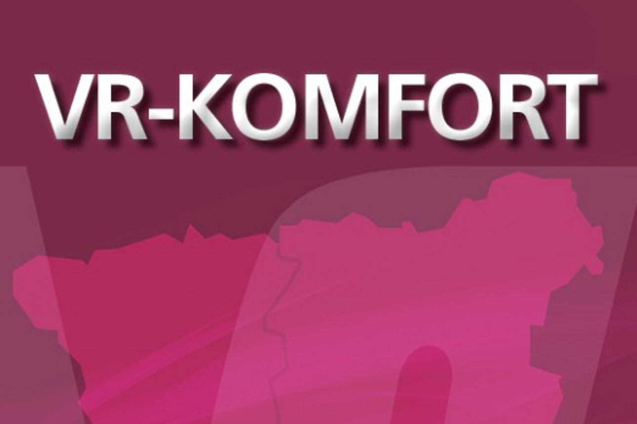 Roter Banner mit der Aufschrift "VR-Komfort"