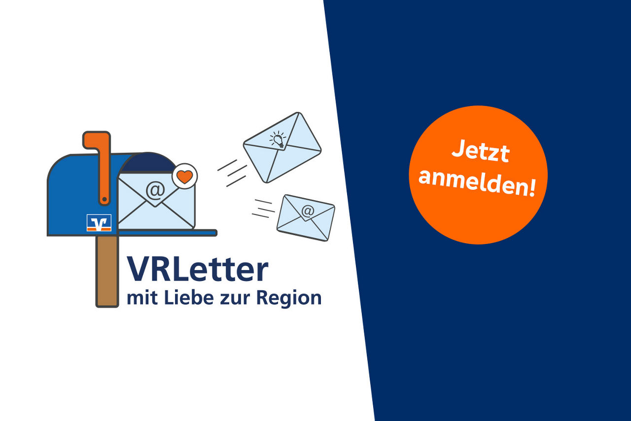Logo vom VRLetter mit der Bitte zur Anmeldung