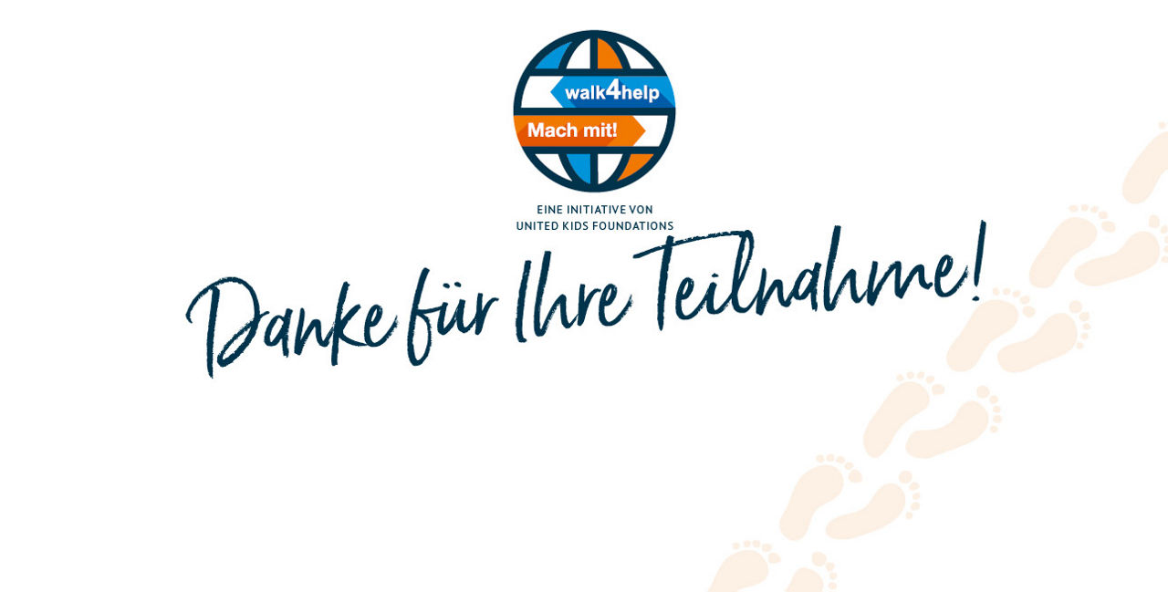 Logo des walk4help,  darunter handschriftlich: „Danke für Ihre Teilnahme!“