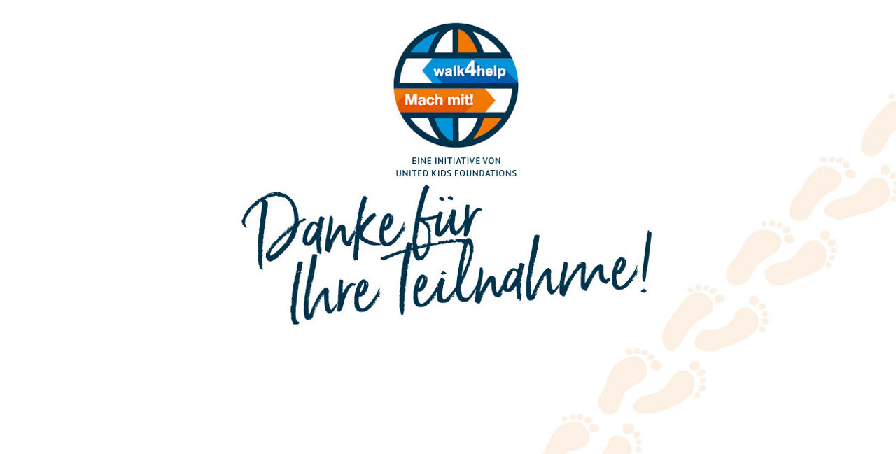 Logo des walk4help,  darunter handschriftlich: „Danke für Ihre Teilnahme!“