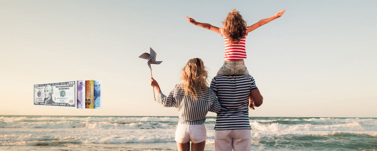 Eine Familie am Strand