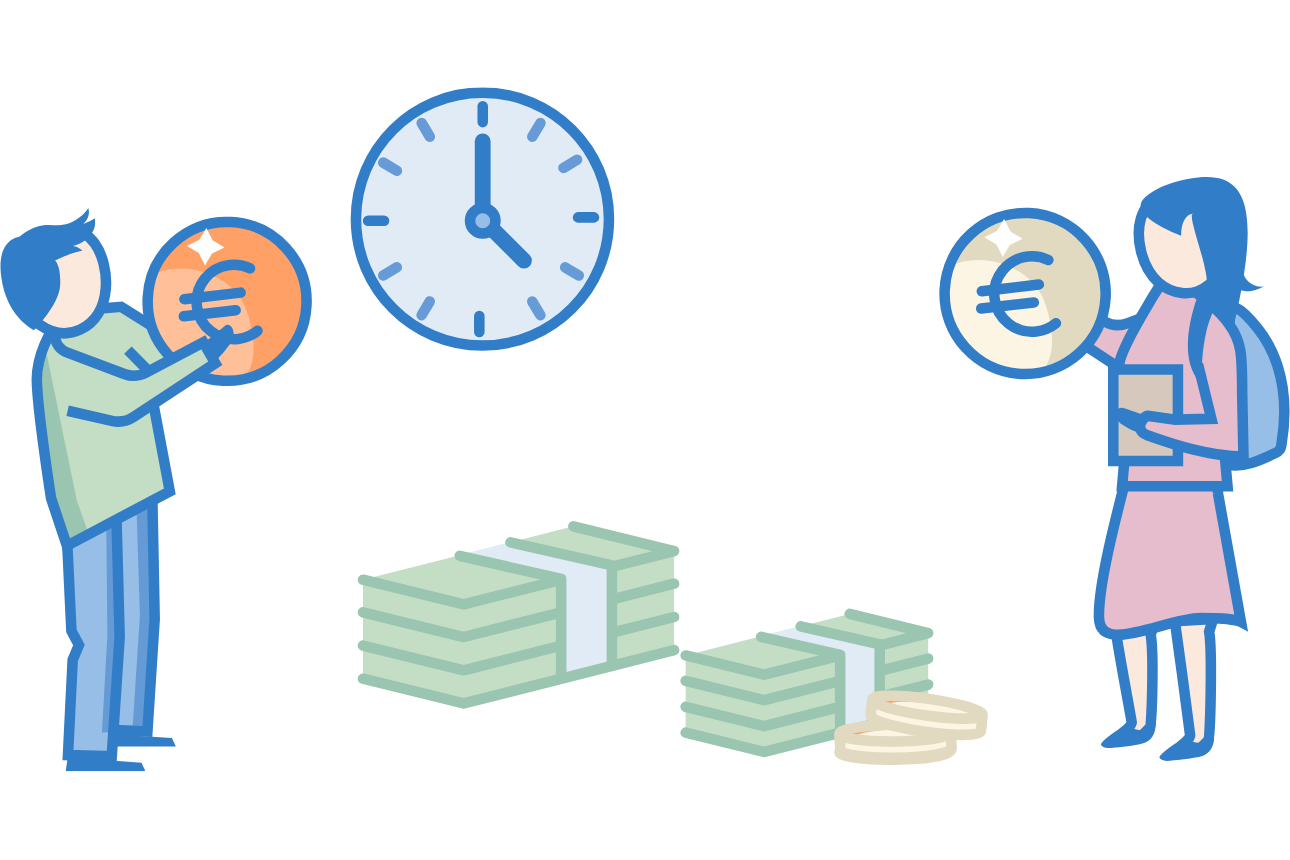 Budgetrechner illustriert durch ein Paar, dass mit der Zeit einen Geldbetrag anspart