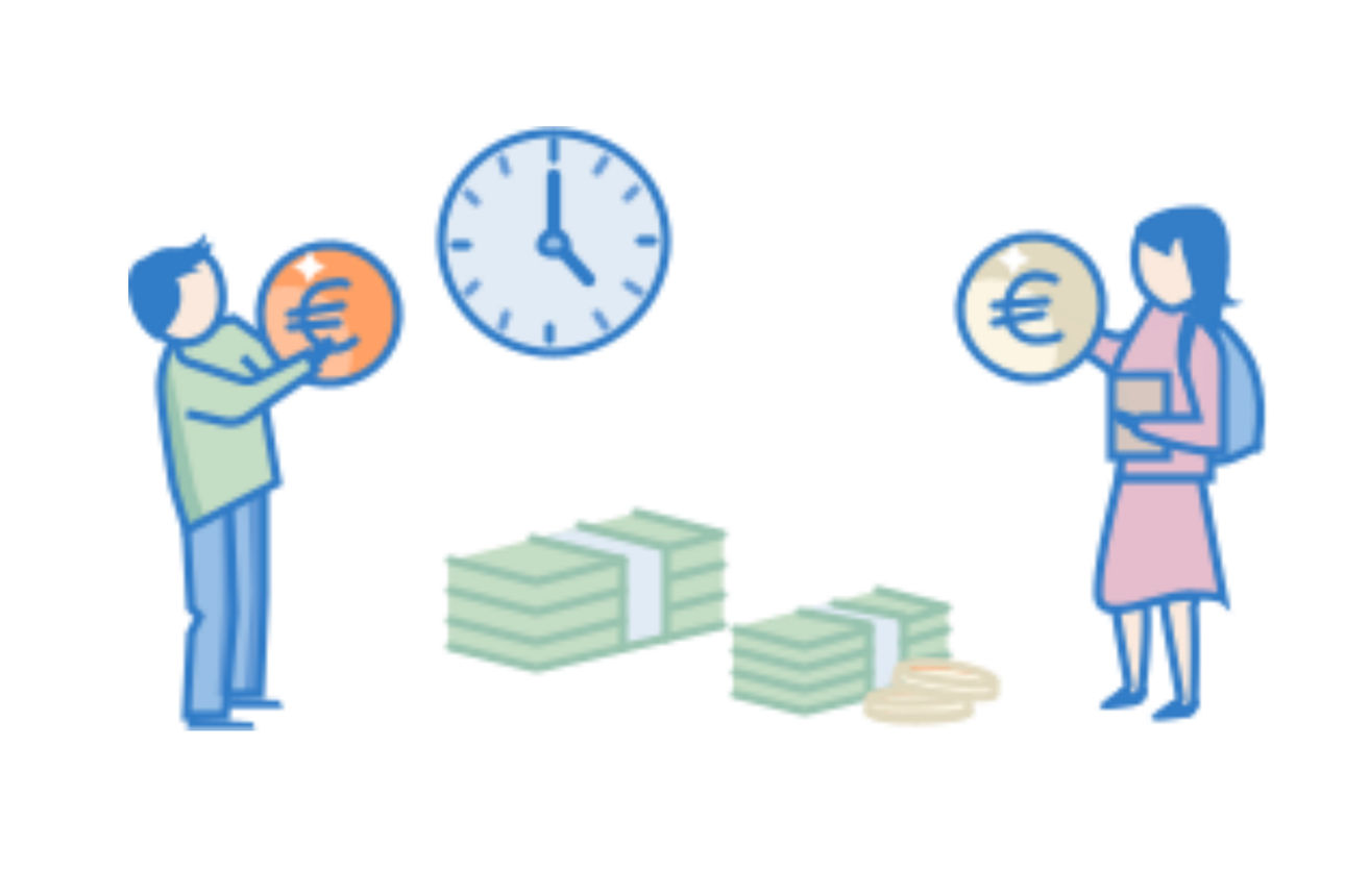 Budgetrechner illustriert durch ein Paar, dass mit der Zeit einen Geldbetrag anspart