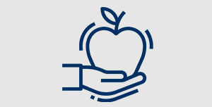 Bildicon einer Hand, die einen Apfel hält.