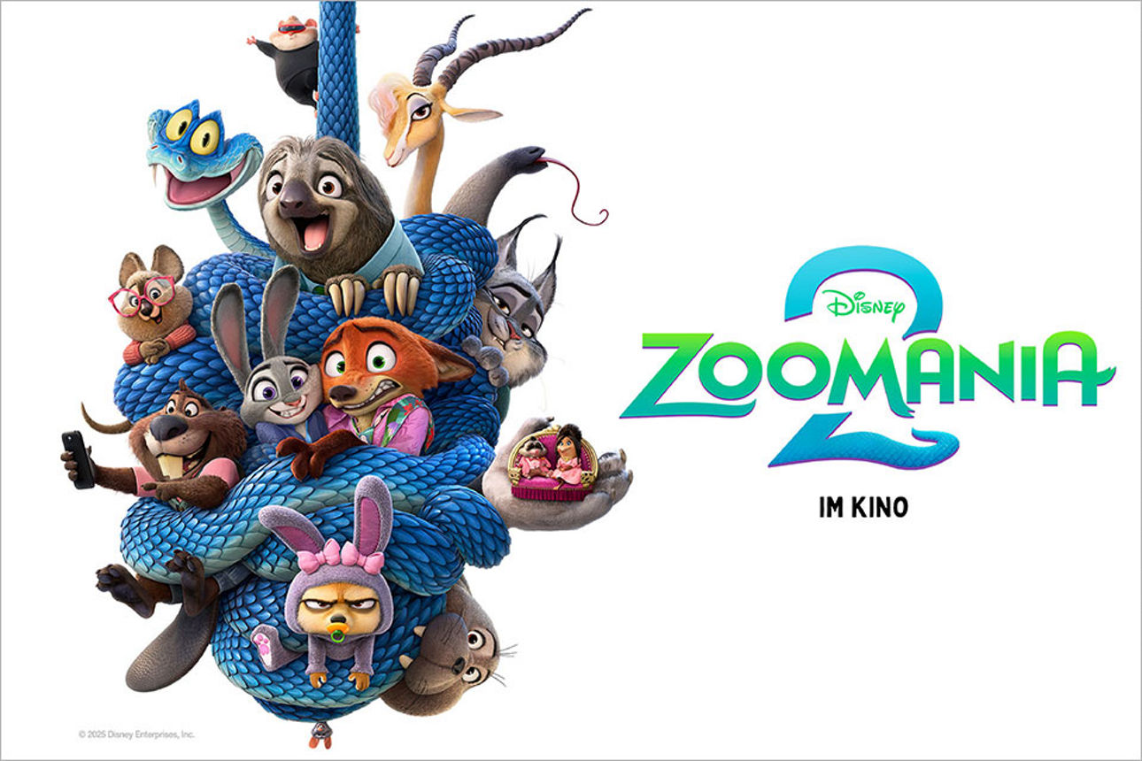 Werbeplakat mit den Figuren aus Zoomania 2