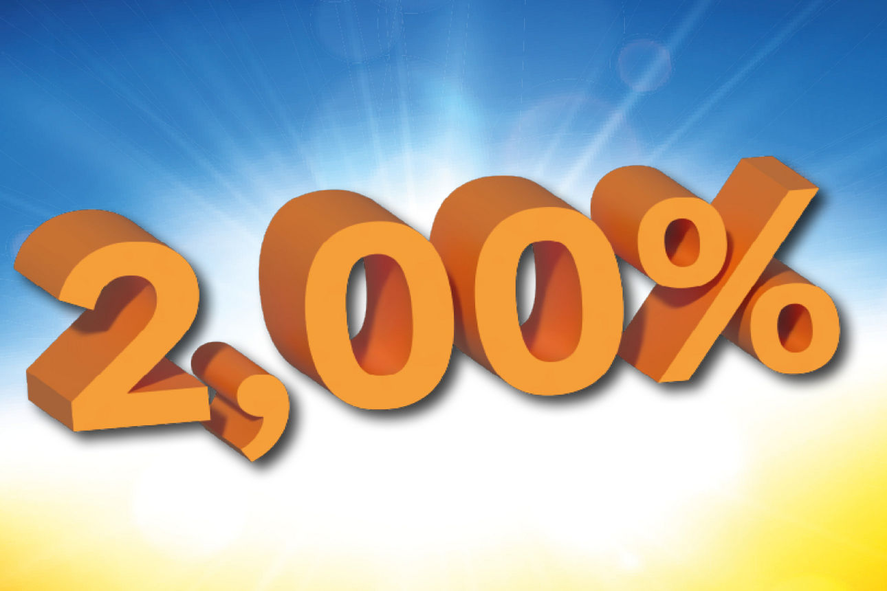 Zinssatz auf Blau gelben Hintergrund welcher zu leuchten scheint