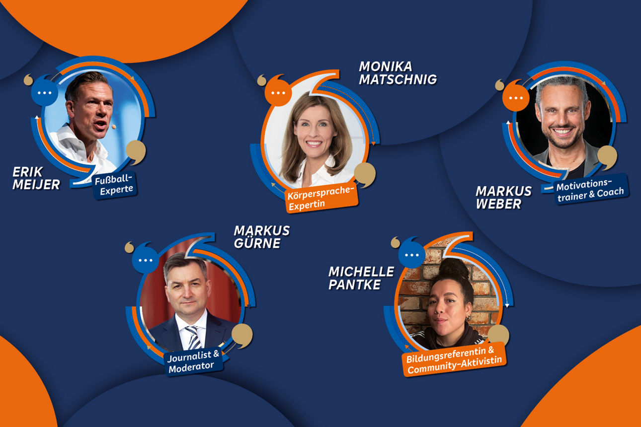 MitgliederEvents Frühjahr 2026 - Redner-Bilder in Sprechblasen