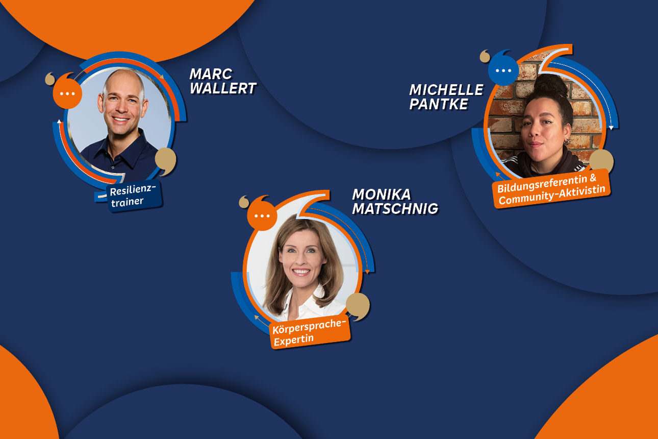 MitgliederEvents Frühjahr 2026 - Redner-Bilder in Sprechblasen